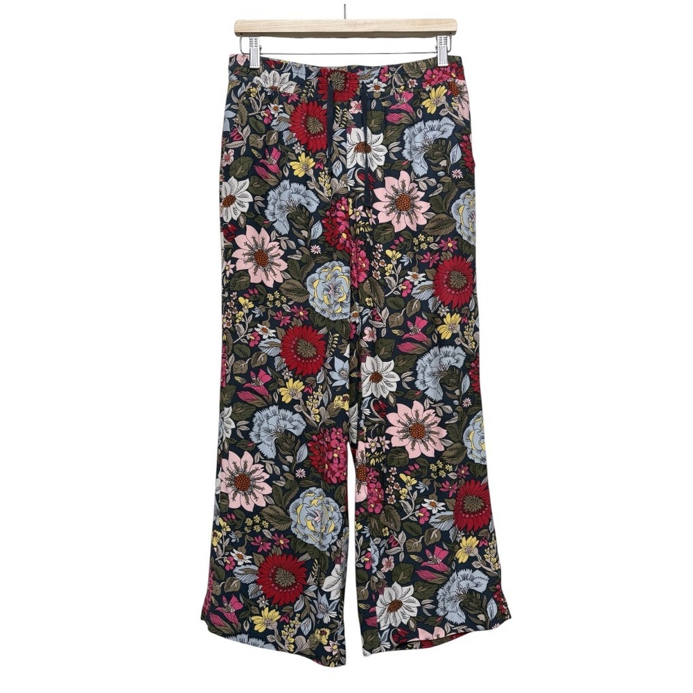 LOFT Black Floral Wide Leg Pants